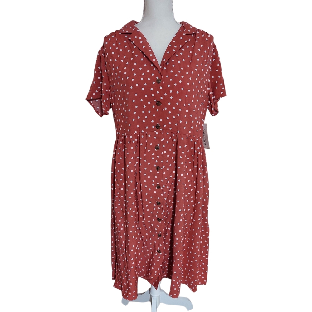 Rust Polka Dot Midi Dress